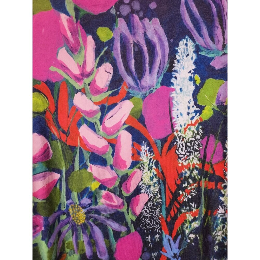 Claire Desjardins Tunic Top Women's M V-Neck Floral Abstract Garden Artsy Boho - Picture 9 of 16